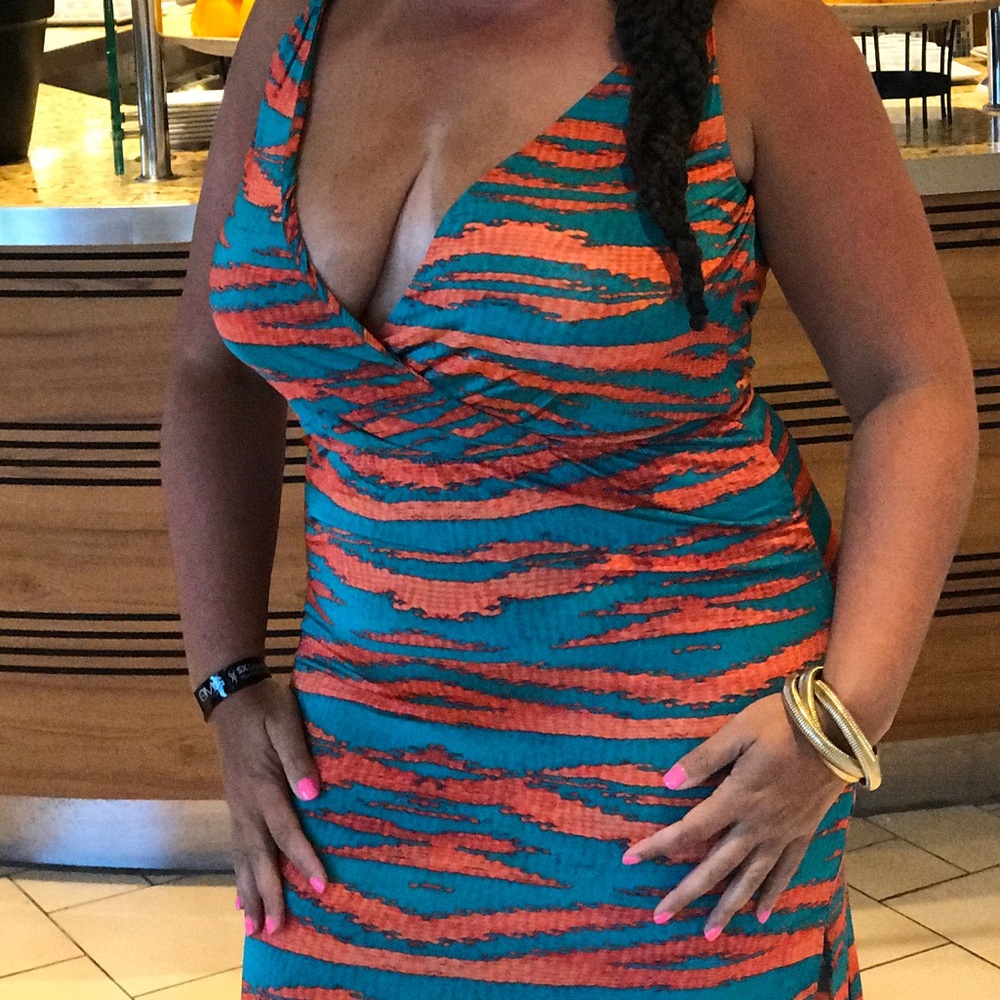 VIX PAULA HERMANNY Orange & Green Maxi Dress